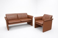 Davison Highley Brown Leather Sofa&Armchair Set~Designer Furniture~British Made