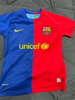 FC Barcelona Eto'o 9 Nike Home Jersey Blue Red Half Split Youth