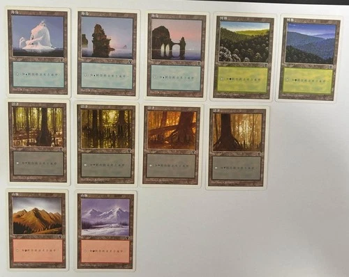 MTG 11X SIMPLIFIED CHINESE 5TH EDITION LANDS ("V" ) ISLAND SWAMP FOREST MOUNTAIN