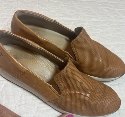 PAUL GREEN Womens Brown Ivy Almond Toe Wedge Slip On Leather Loafers Shoes 7 - 第 1/6 張圖片