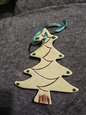 Hand-painted Ceramic Christmas Tree Ornament Signed