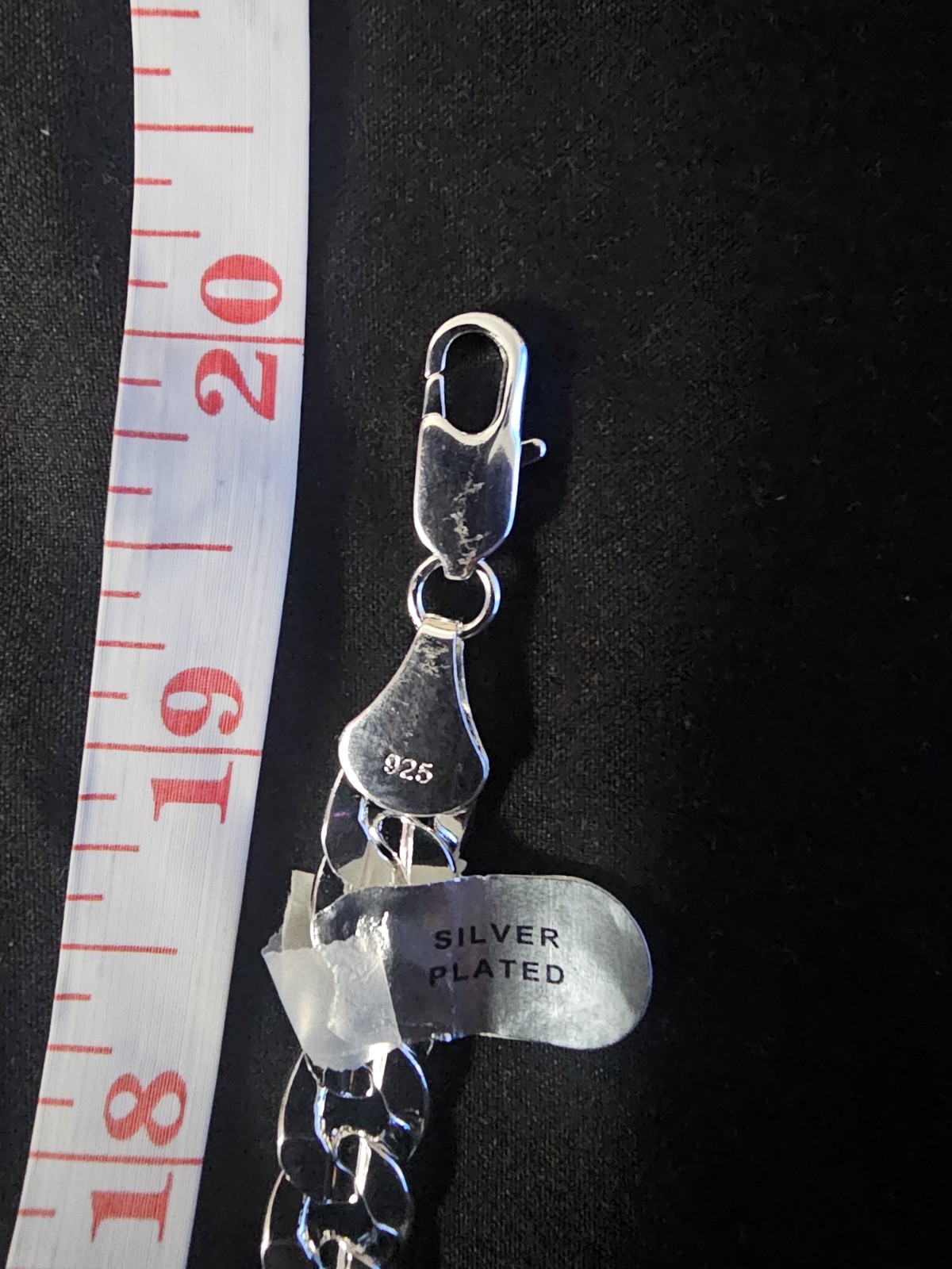 20in. 925. Silver Plated on steel- 9mm THICK DIAMOND cut Cuban Link Chain. image 2