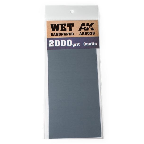 Wet Sandpaper 2000 Grit (3pcs) - Hobby Tools - AK Interactive - Brand New