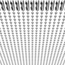 50-Pack Dog Tag Chain Ball Necklace 24 inches Long 2.4mm Beads, Silver