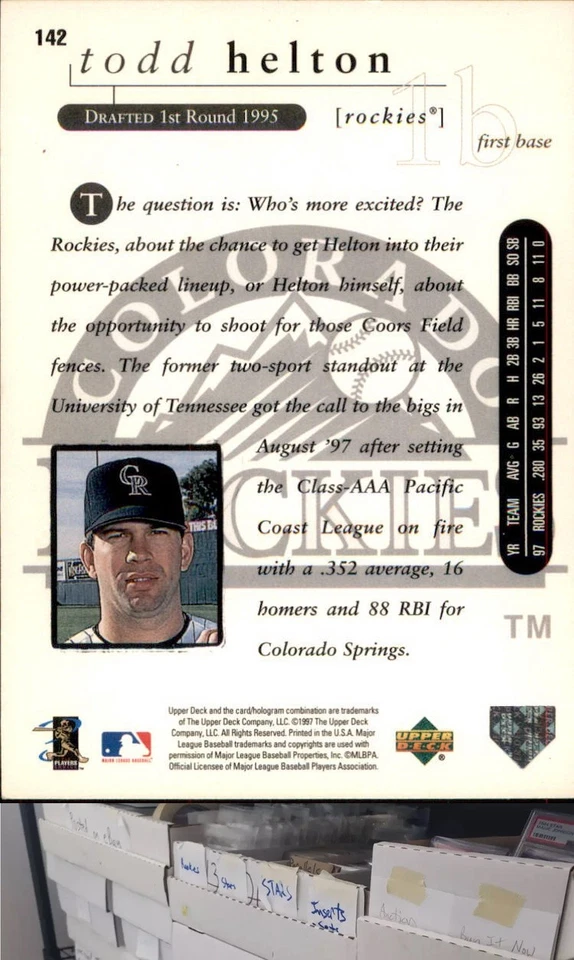 1998 Upper Deck Special F/X #142 Todd Helton - DL - Image 2 of 2