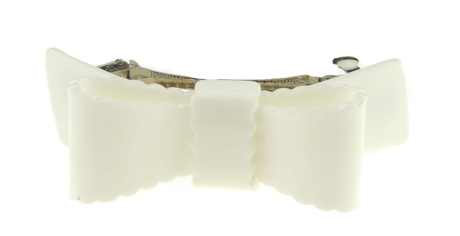 Classic Double Bow Ruffled Edge Acrylic Barrette Hairpin French Spring Clip