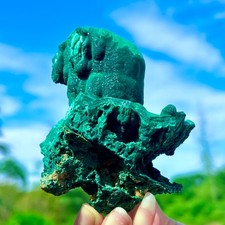 339G Natural VELVET Malachite cat's eye specimen crystal rough mineral-Congo