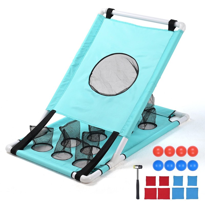 AplusChoice Toss Game Cornhole Board Set Pool 8 Bean Bags & 8 Pit Balls Game