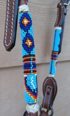 Beaded Slide Ear Horse Leather Headstall w/ Francois Gauthier Short Shank Bit