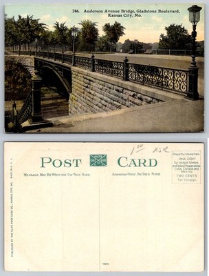 Anderson Ave Bridge, Gladstone Blvd, Kansas City MO Postcard Elite Co. Early