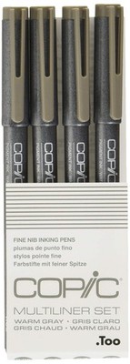 Multiliner Set, Warm Gray, 4 Fineliner in verschiedenen Strichstärken, Zeiche...