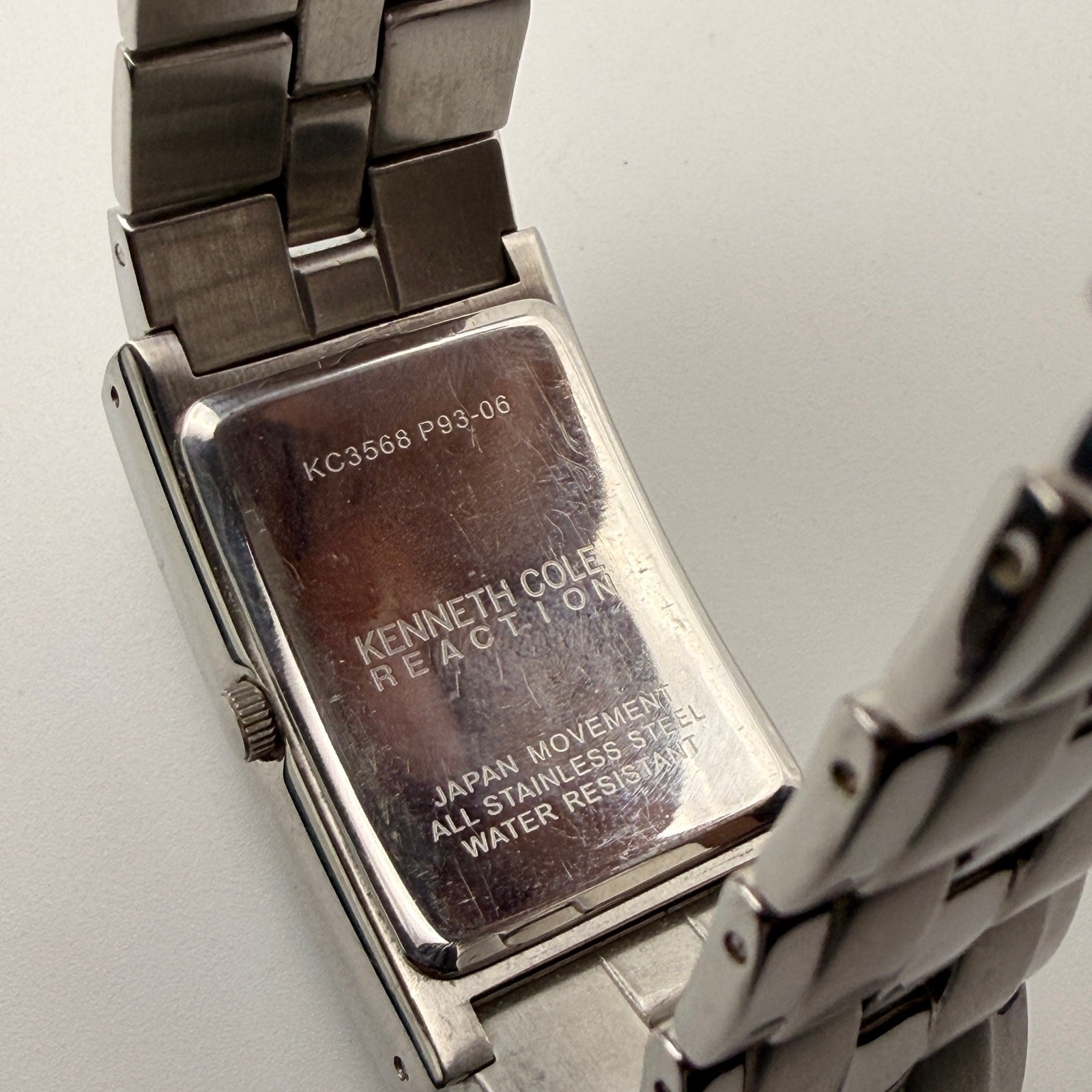 Stylish Kenneth Cole Reaction Silver Tone Square Dial Watch Working New Battery image 5