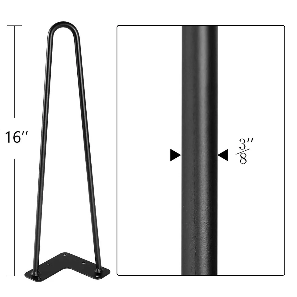 TE DEUM 16 Patas de Mesa de Centro Horquilla Negro Satinado Juego de 4 Metal Resistente Moderno... Foto 2 de 4