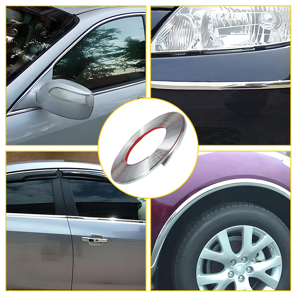 1CM Chrome Molding Trim Strip PVC Car Styling Decoration Tape Adhesive US SOCK K