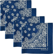 Women's Cotton Bandanas Pack for Men and Women 22x22 Inches Navy Blue Pack of 4