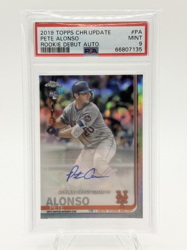 2019 Topps Chrome Update Series Rookie Debut Refractor Auto Pete Alonso PSA 9
