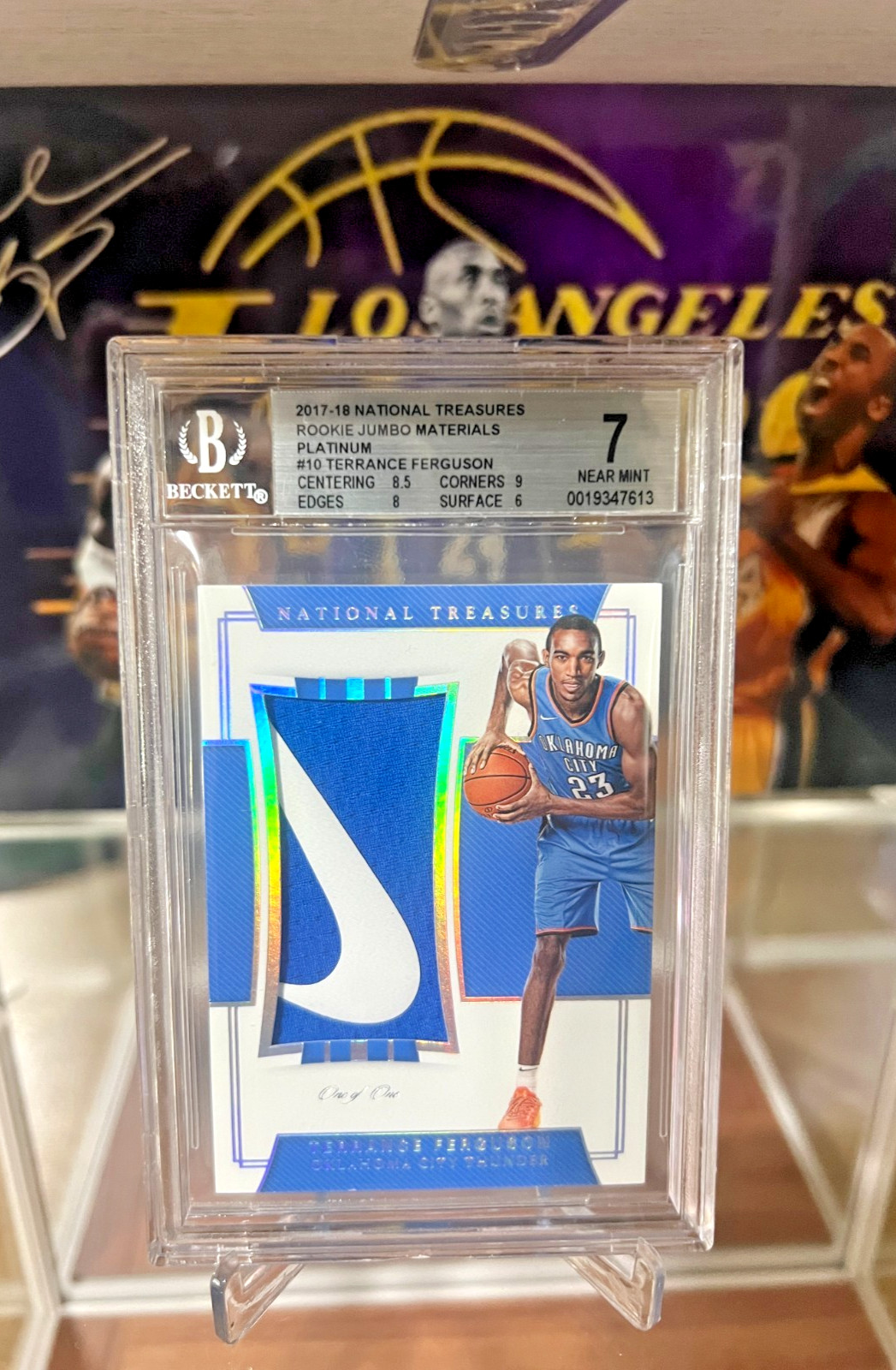 2017-18 National Treasures Terrance Ferguson 1/1 Relic Patch BGS 7 One of One view 14