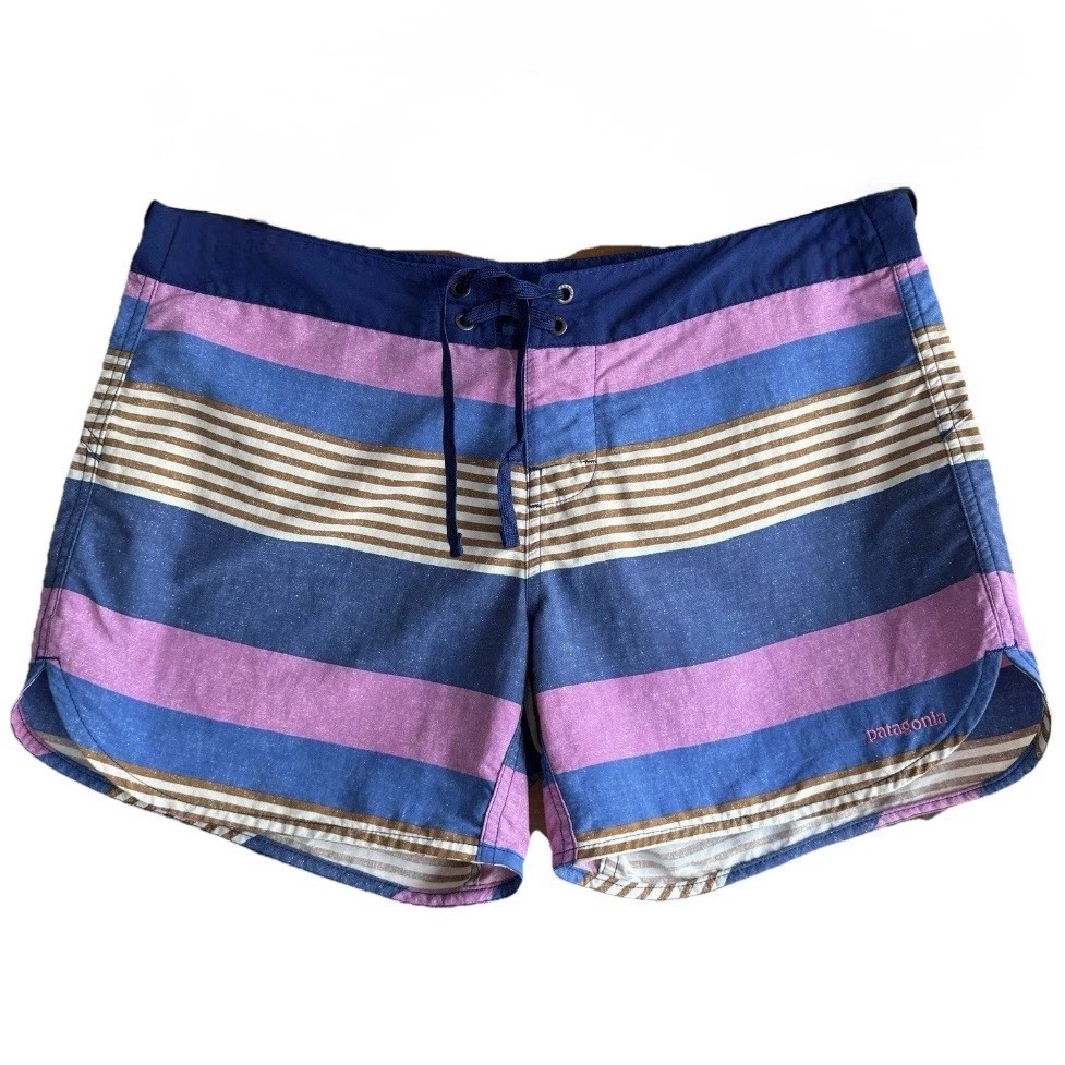 Patagonia Wavefarer 5 Board Shorts 10 Fitz Stripe Superior Blue