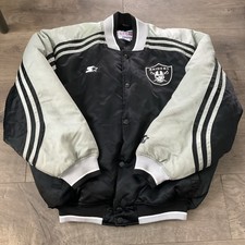 Vintage 90 s Raiders Pro Line Starter Jacket Silver And Black Men s Size L