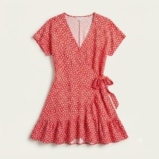 Old Navy Womens L Cottagecore Romantic Boho Linen Blend Floral Tie Wrap Dress