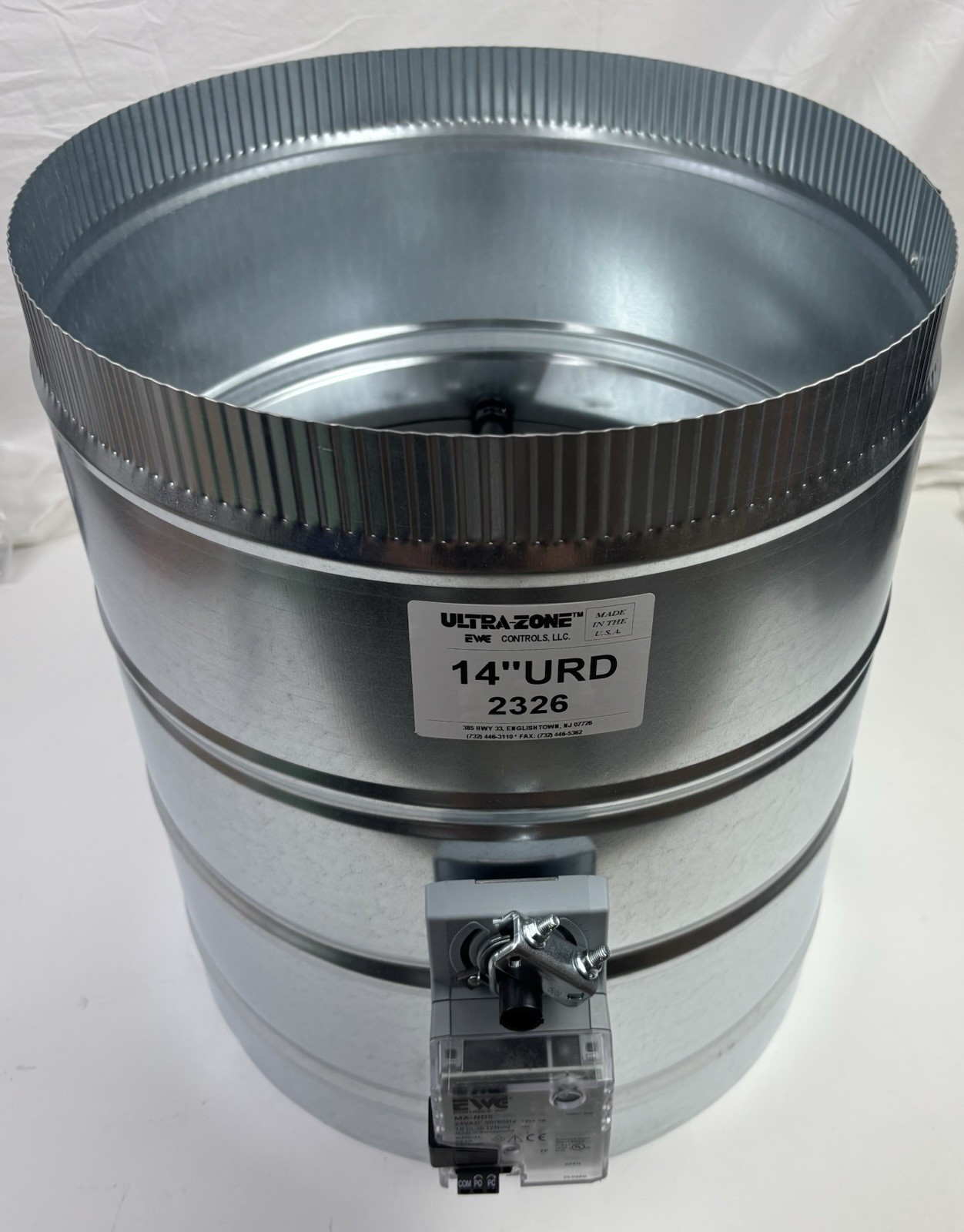 EWC Ultra-Zone URD-14 Motorized Zone Damper 14” Round 24 Ga Steel HVAC