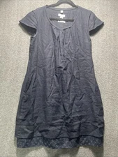 MALVIN Linen Raw Clothing I LOVE LINEN Navy Blue Shirt Dress Size M Lagenlook