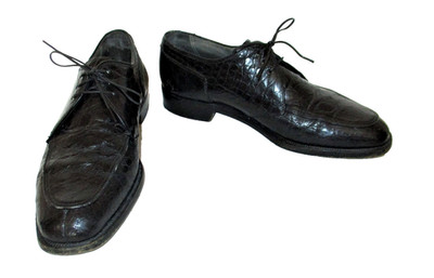 Vtg 90s Ambassador Oxfords Black Alligator Leather Lace Up Shoes 7 1/2 D Men
