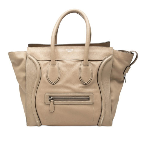 Celine Luggage Mini Shopper Handbag, Beige Leather, Women's CELINE GZl1lk92