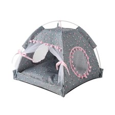 Cat Bed Tents Dog House Indoor Outdoor Lace Mesh Breathable Windows Door Curt...
