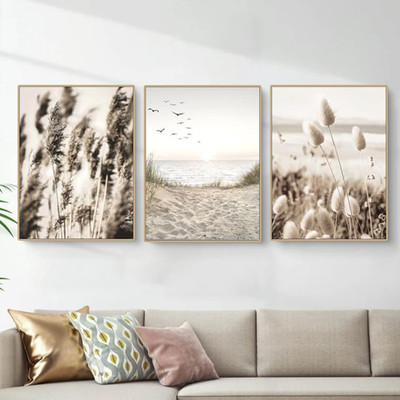 Poster Set Boho Wandbilder Pampas Pampasgras Natur 3 Stück