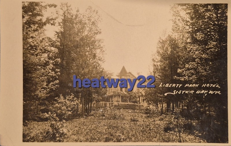 RPPC Liberty Park Lodge Hotel Little Sister Bay Wisconsin Real Photo PC 1910
