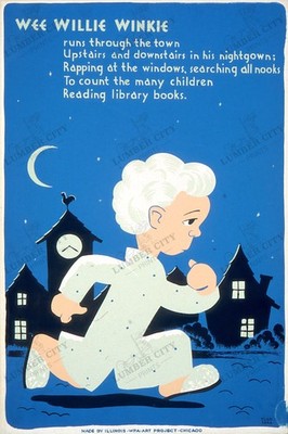 Wee Willie Winkie 1940 WPA Library Poster Reading Wall Art Print Retro
