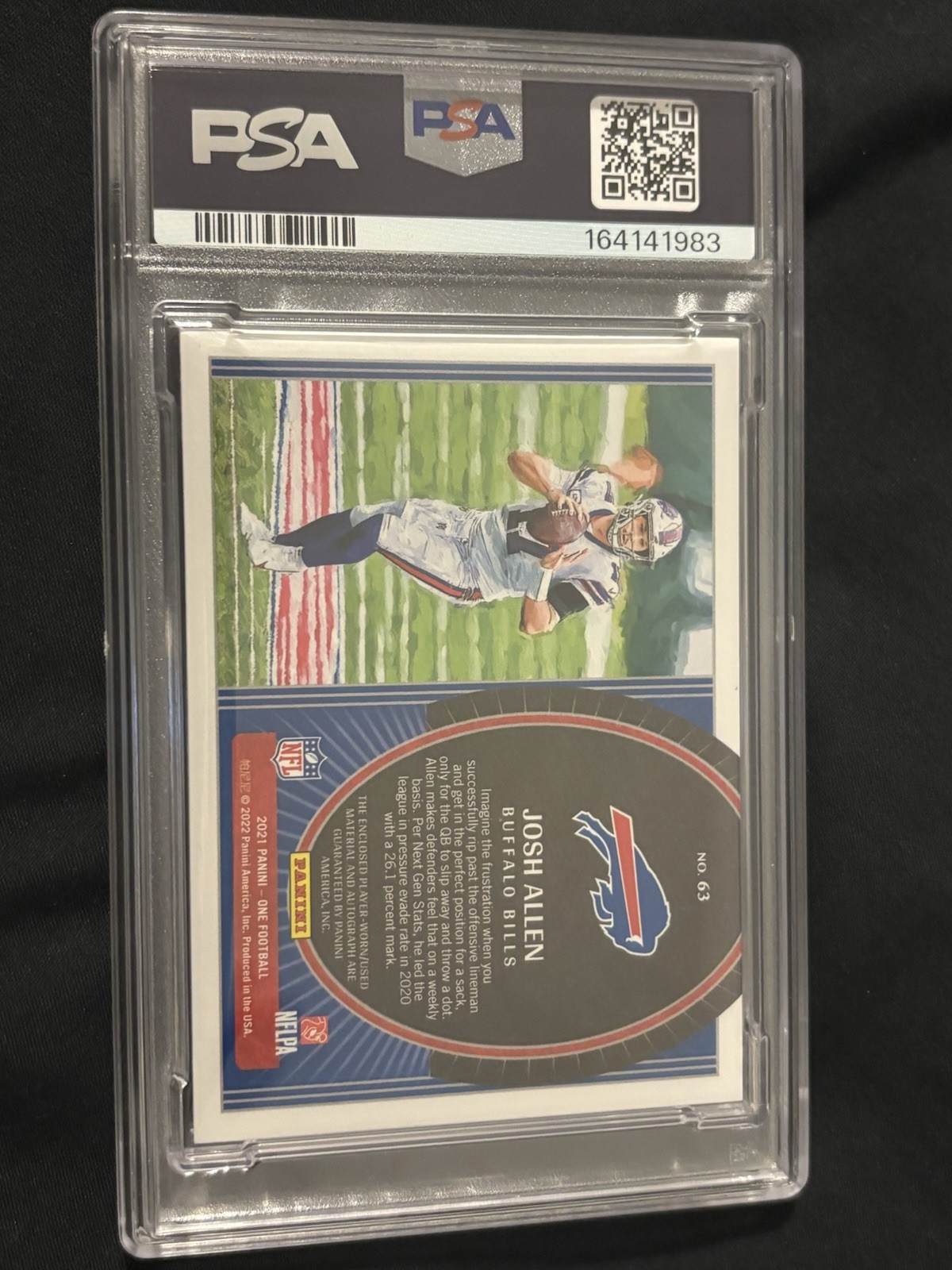Josh Allen Buffalo Bills Quad Patch AUTO Gold 6/10 2021 Panini One PSA 9 POP 1 view 4