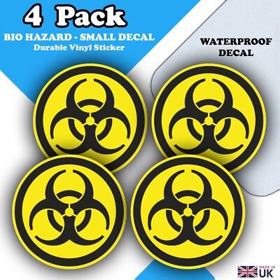 4 Stück Biogefahren Warnaufkleber - 50 mm Vinyl Etiketten - Chemikaliengefahren Warnung