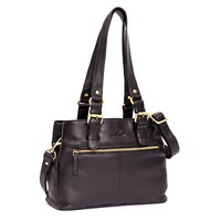 Almadih Leder Damentasche Nora Handtasche UmhäNgetasche Schultertasche Schwarz