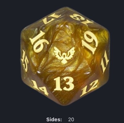 Strixhaven Life Counter - Oversized Gold Spindown D20 Dice - MTG Magic
