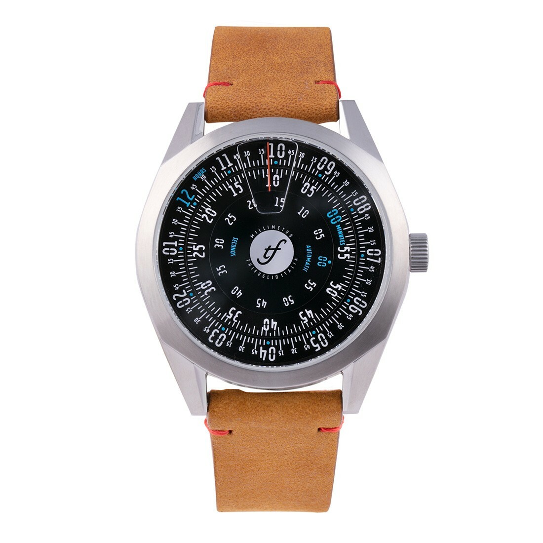 Montre Trifoglio Italia Millimetro Automatique - Acier Noir, Cadran Marron Cuir - Neuf Avec étiquettes