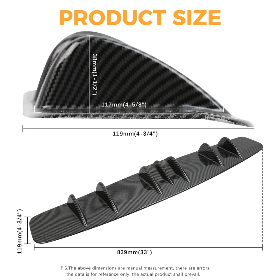 For Maserati Gran Turismo Rear Lip Bumper Splitter Diffuser 7 Fin Shark Carbon — 第 2/4 张图片