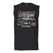 Old School Custom V8 Muscle Shirt Hot Rod Greaser & Rebel Classic Car Men's