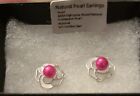 Genuine Pearl Pink Stud Earrings 925 Sterling Silver