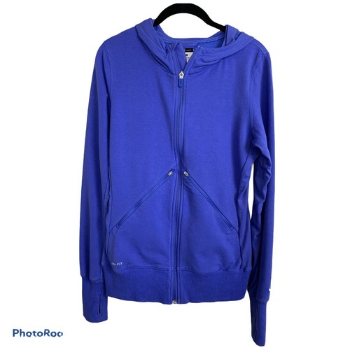 Nike 380523-402 Dri-Fit Blue Damen Hoodie Women's Size S Jacket Thumb Hole