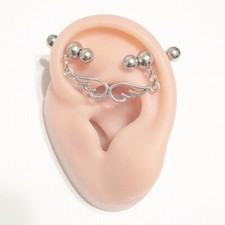 Hallow WINGS INDUSTRIAL BARBELL 316L Surgical Steel 14g 1-1/2" Length.