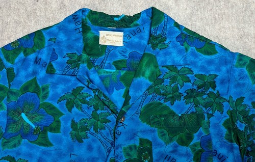 Royal Hawaiian Vintage Shirt Blue And Green Palm Trees Small - Picture 2 of 7
