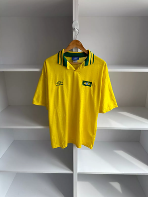Vintage Brazil Umbro Home Football Mens Jersey Soccer Shirt 1991