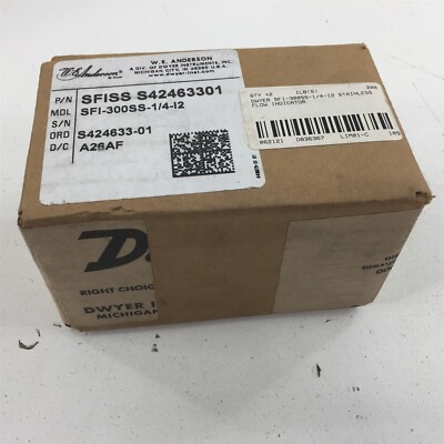 Dwyer SFISS S42463301 Sight Flow Indicator SFI-300SS-1/4-I2