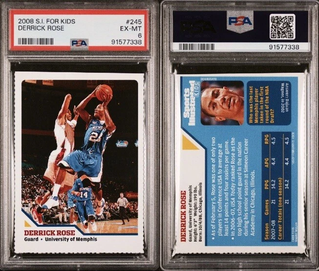 Derrick Rose ROOKIE BULLS STAR MEMPHIS 2008 Sports Illustrated for Kids SI PSA 6 - Image 3 of 4