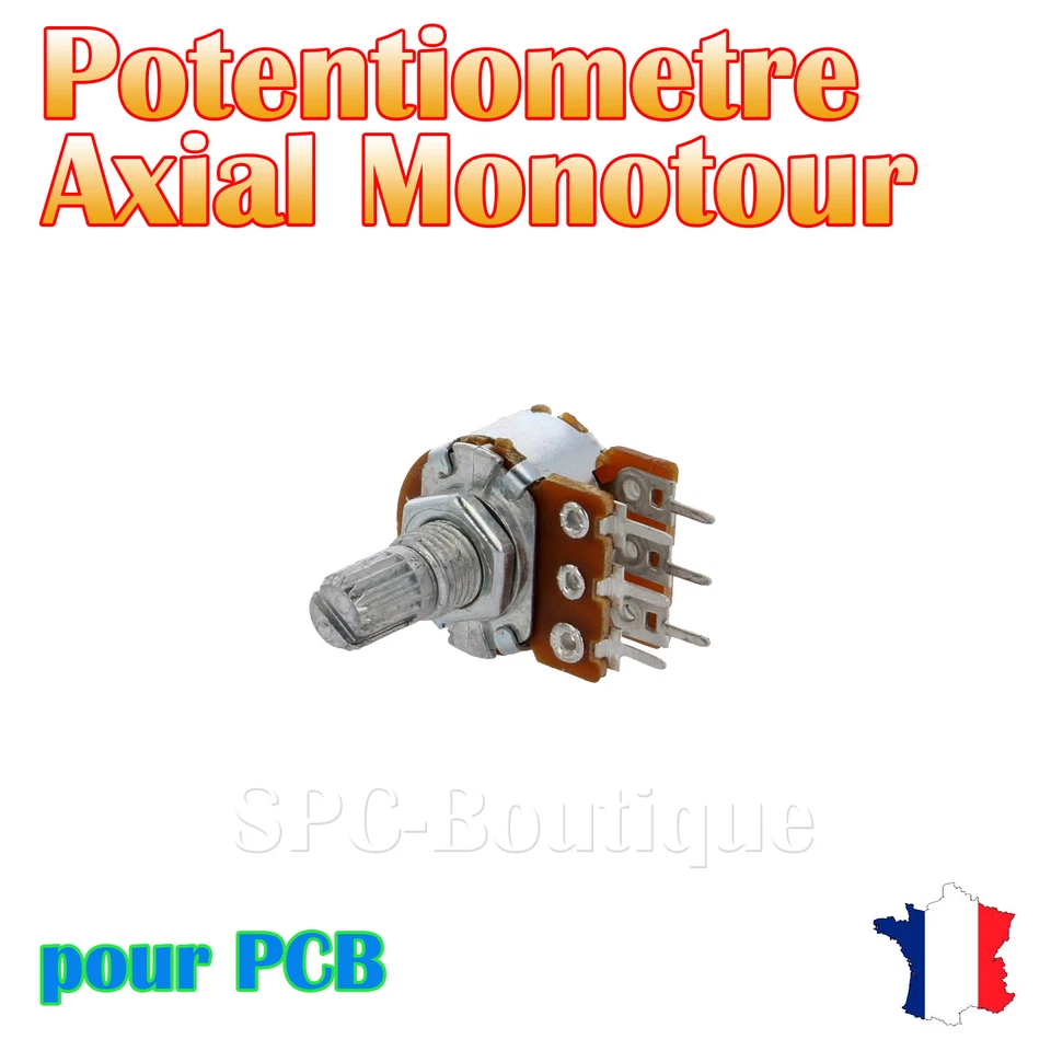 SR PASSIVES 1x Potentiomètre stéréo linéaire Axial 10KΩ (B10K), pour PCB