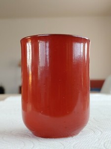 柴烧珊瑚红釉闻香杯 Vintage Japanese Firewood Coral Red Glazed Porcelain Sake Wine Tea Cup