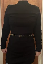 Women’s I.N.C International Concepts Black Tunic Top w Belt  sz M