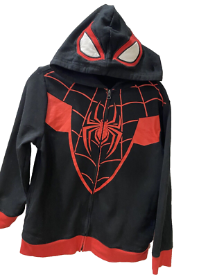 Spiderman Miles Morales Hoodie Youth XL Black Full Zip Hoodie Eye Mask  Marvel | eBay